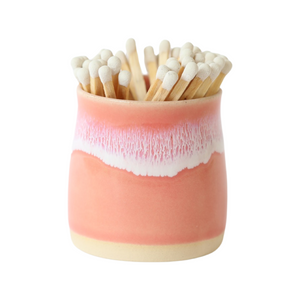 Coral Pink Glosters Handmade Match Pot