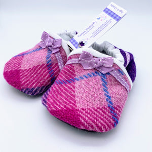 Harris Tweed Baby Shoes - purple check
