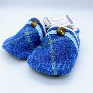 Harris Tweed Baby Shoes - blue check