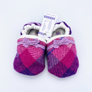 Harris Tweed Baby Shoes - purple check