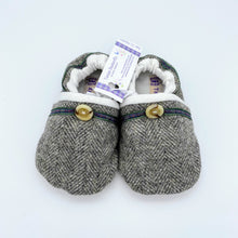 Load image into Gallery viewer, Harris Tweed Baby Shoes - grey herringbone

