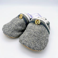 Load image into Gallery viewer, Harris Tweed Baby Shoes - grey herringbone
