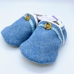 Harris Tweed Baby Shoes - plain light blue