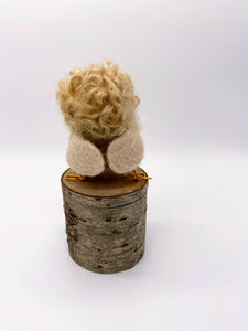 Needle Felted Blonde Baby Owl