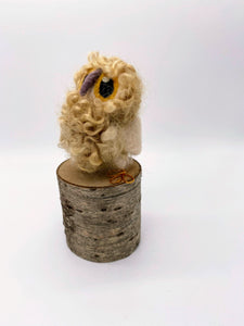 Needle Felted Blonde Baby Owl
