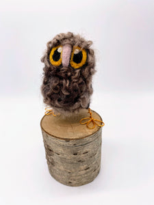 Needle Felted Brown Baby Owl