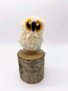 Needle Felted White Baby Owl