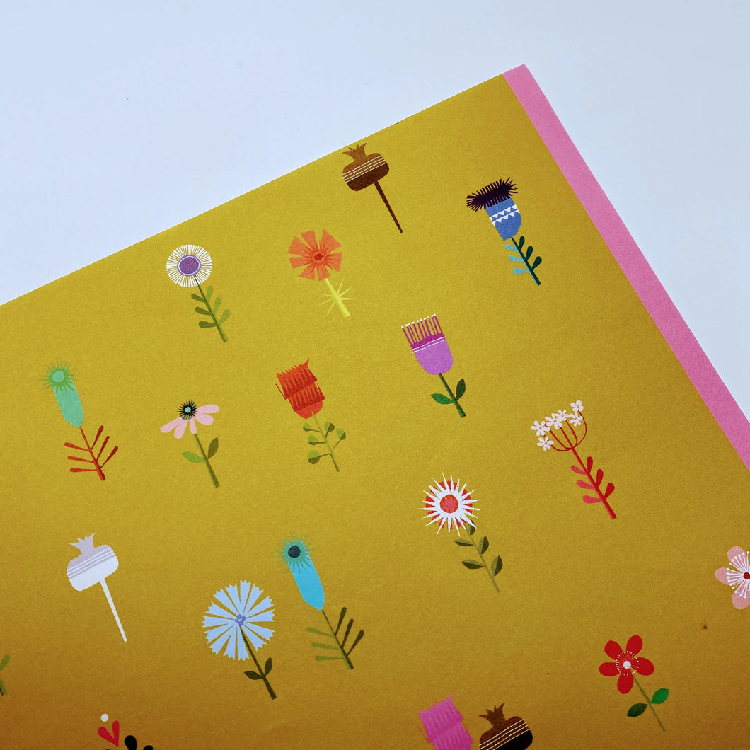 Floral Mustard Yellow wrapping paper