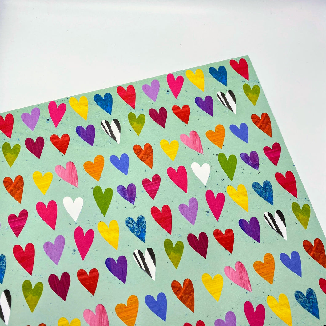 Multi Coloured Hearts wrapping paper