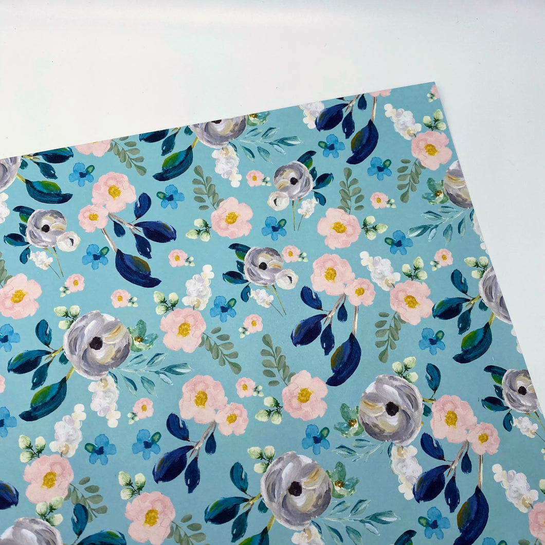 Blue Floral wrapping paper