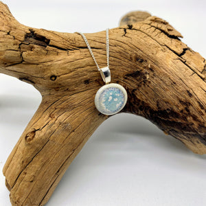 Round Porcelain Pendant - pale blue and white