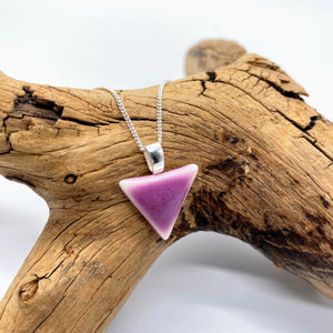 Triangular Porcelain Pendant - purple heather