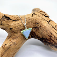 Load image into Gallery viewer, Triangular Porcelain Pendant - pale blue and green
