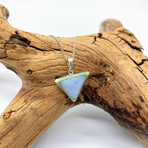 Triangular Porcelain Pendant - pale blue and green
