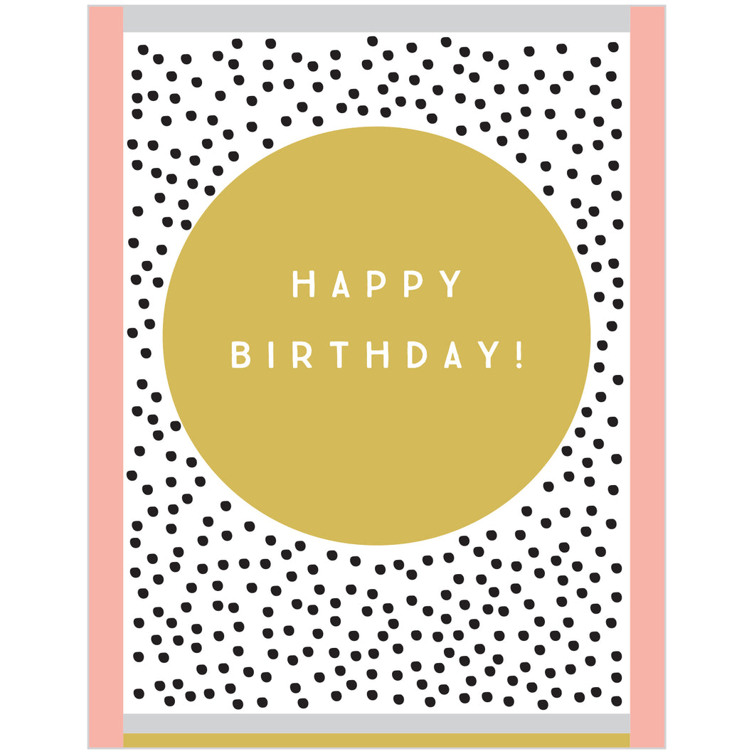 Happy Birthday - gold circle and dots