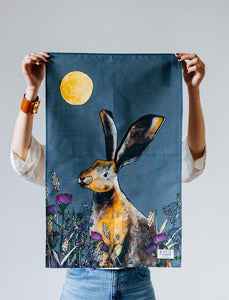 Moonlit Hare Tea Towel