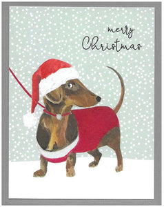 Sausage dog Merry Christmas - pack of 5 little cards
