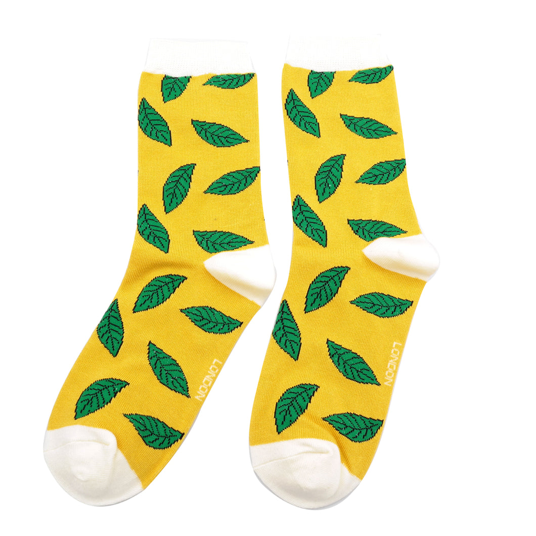Leaves ladies socks yellow