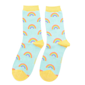 Rainbows ladies bamboo socks duck egg