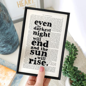 Even the Darkest Night Will End - book page print