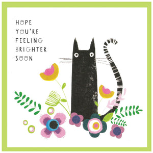 Hope you're feeling brighter soon - cat and flowers