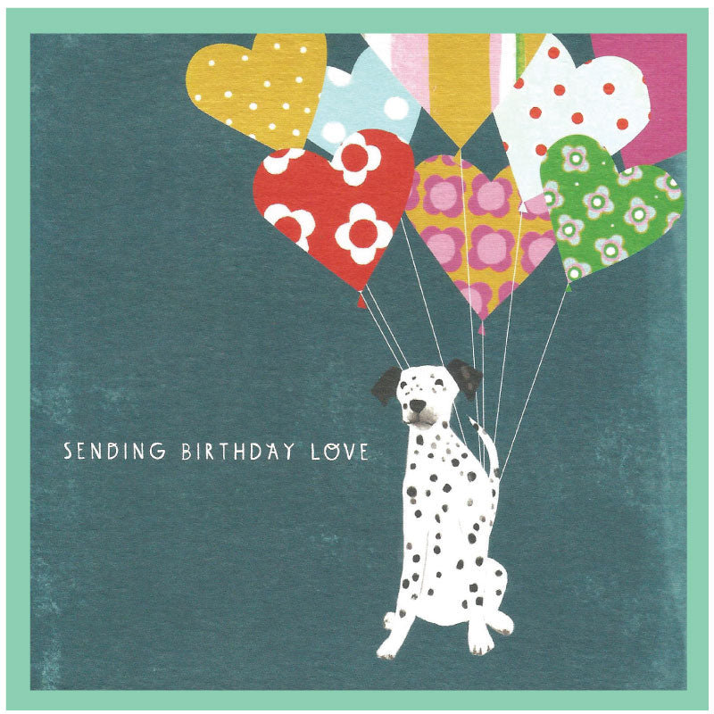 Sending birthday love - dog with balloons