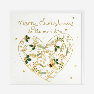 Christmas card To the One I Love heart
