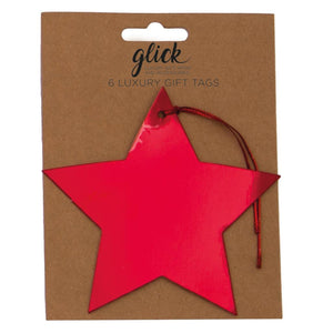 Gift Tags pack of 6 foil star red