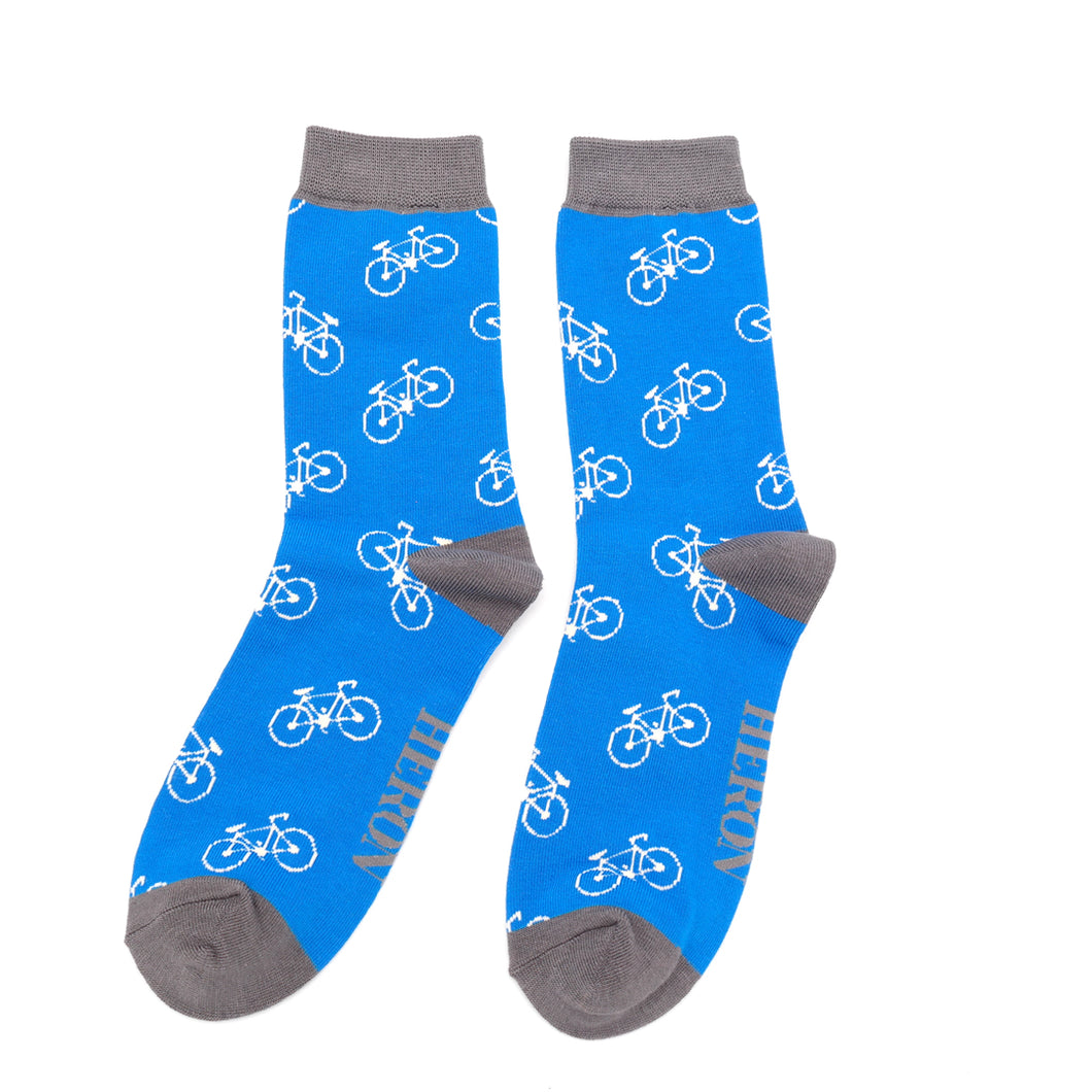 Mr Heron mens socks bikes blue