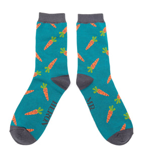 Mr Heron mens socks carrots teal