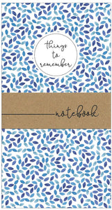 Things To Remember blue leaves pocket notebook