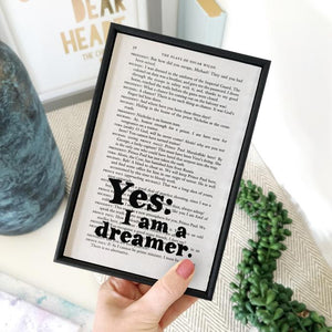 Yes I Am A Dreamer - book page print