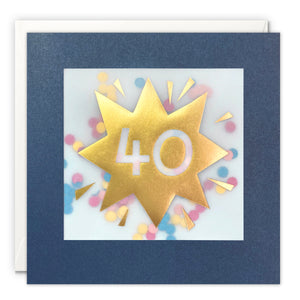 Age 40 Gold Paper Shakies Card