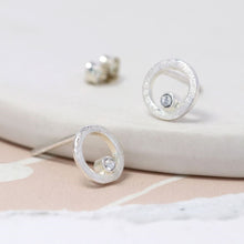 Load image into Gallery viewer, Sterling silver and Swarovski crystal in hoop studs
