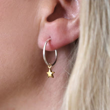 Load image into Gallery viewer, Silver hoop and gold star earrings
