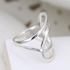 Sterling silver ring with double ellipse design