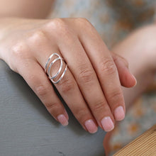 Load image into Gallery viewer, Sterling silver ring with double ellipse design
