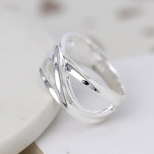 Load image into Gallery viewer, Sterling silver ring with multi strand crossover design

