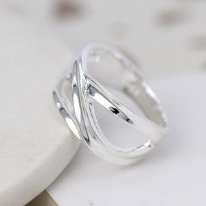 Sterling silver ring with multi strand crossover design