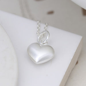 Silver brushed heart necklace