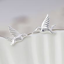 Load image into Gallery viewer, Silver bird in flight studs

