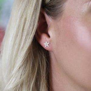 Silver Dotted Starfish Stud Earrings