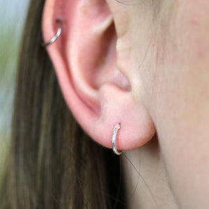 Tiny silver hoop earrings