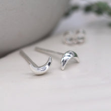Load image into Gallery viewer, Silver tiny half moon studs
