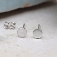 Load image into Gallery viewer, Tiny matt round silver studs
