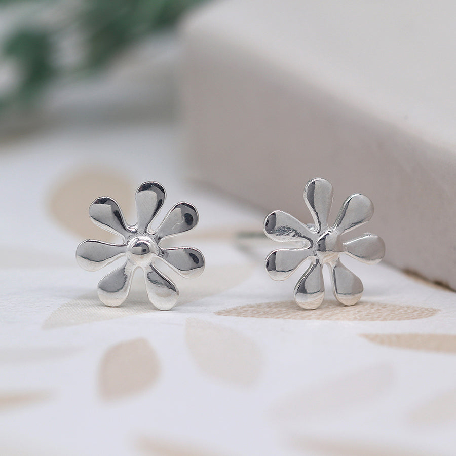 Tiny silver daisy studs