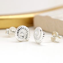 Load image into Gallery viewer, Fossil Ammonite sterling silver stud earrings
