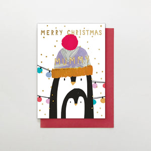 Christmas Card- mummy penguin