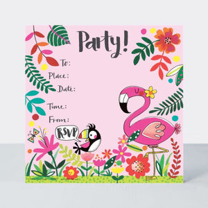 Party Invitations - Tropical Flamingo - pack of 8