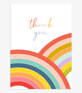 Top card faded - Thank You - Rainbows - pack of 8 cards